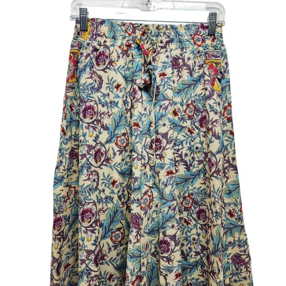 Floral Bohemian Womens Maxi Skirt pants With Elastic Waist Size S - Picture 3 of 10